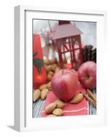 Christmas Decoration with Apples, Nuts, Cinnamon & Lantern-null-Framed Photographic Print