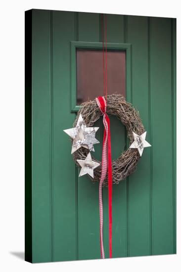 Christmas Decoration, Wreath on Front Door, Wertheim, Germany-Lisa S. Engelbrecht-Stretched Canvas