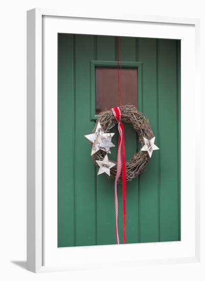 Christmas Decoration, Wreath on Front Door, Wertheim, Germany-Lisa S. Engelbrecht-Framed Photographic Print