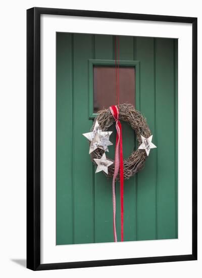 Christmas Decoration, Wreath on Front Door, Wertheim, Germany-Lisa S. Engelbrecht-Framed Photographic Print