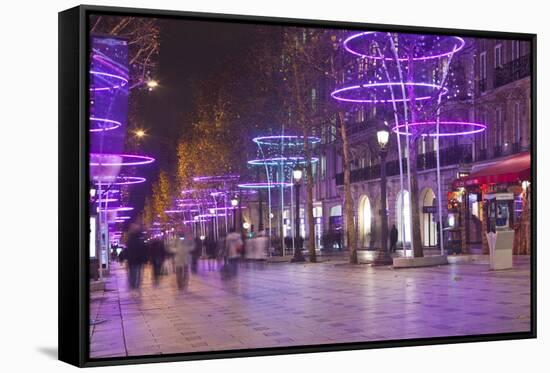 Christmas Decorations Along the Champs Elysees in Paris, France, Europe-Julian Elliott-Framed Stretched Canvas