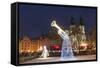 Christmas Decorations at Christmas Market and Gothic Tyn Church-Richard Nebesky-Framed Stretched Canvas