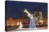Christmas Decorations at Christmas Market and Gothic Tyn Church-Richard Nebesky-Stretched Canvas