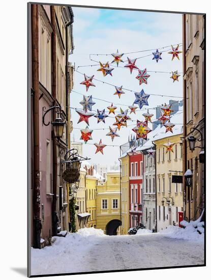 Christmas decorations at Grodzka Street, Old Town, winter, Lublin, Lublin Voivodeship, Poland-Karol Kozlowski-Mounted Photographic Print