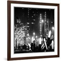 Christmas Decorations in front of the Radio City Music Hall in the Snow on a Winter Night-Philippe Hugonnard-Framed Photographic Print