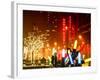 Christmas Decorations in front of the Radio City Music Hall in the Snow on a Winter Night-Philippe Hugonnard-Framed Photographic Print