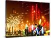 Christmas Decorations in front of the Radio City Music Hall in the Snow on a Winter Night-Philippe Hugonnard-Stretched Canvas