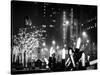 Christmas Decorations in front of the Radio City Music Hall in the Snow on a Winter Night-Philippe Hugonnard-Stretched Canvas