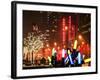 Christmas Decorations in front of the Radio City Music Hall in the Snow on a Winter Night-Philippe Hugonnard-Framed Photographic Print