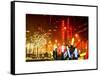 Christmas Decorations in front of the Radio City Music Hall in the Snow on a Winter Night-Philippe Hugonnard-Framed Stretched Canvas