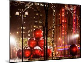 Christmas Decorations in front of the Radio City Music Hall in the Snow-Philippe Hugonnard-Mounted Art Print