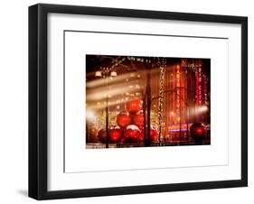 Christmas Decorations in front of the Radio City Music Hall in the Snow-Philippe Hugonnard-Framed Art Print