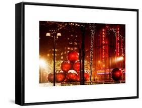 Christmas Decorations in front of the Radio City Music Hall in the Snow-Philippe Hugonnard-Framed Stretched Canvas