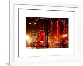 Christmas Decorations in front of the Radio City Music Hall in the Snow-Philippe Hugonnard-Framed Art Print