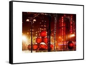 Christmas Decorations in front of the Radio City Music Hall in the Snow-Philippe Hugonnard-Framed Stretched Canvas