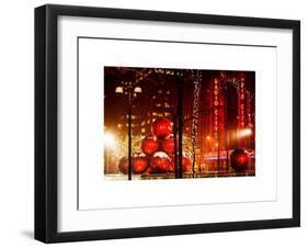 Christmas Decorations in front of the Radio City Music Hall in the Snow-Philippe Hugonnard-Framed Art Print