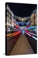 Christmas decorations in Regent Street with light trails, London-Ed Hasler-Stretched Canvas