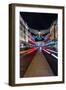 Christmas decorations in Regent Street with light trails, London-Ed Hasler-Framed Photographic Print