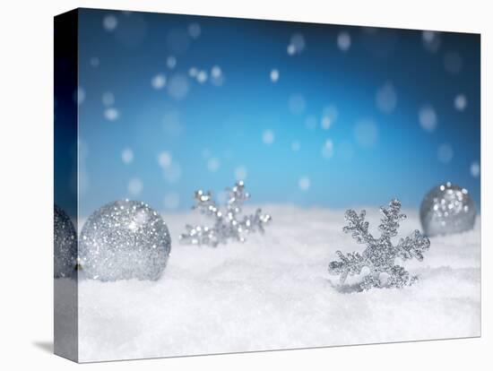 Christmas Decorations in Snow-null-Stretched Canvas