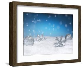 Christmas Decorations in Snow-null-Framed Photographic Print