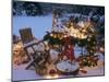 Christmas Decorations on a Snowy Terrace-Elke Borkowski-Mounted Photographic Print