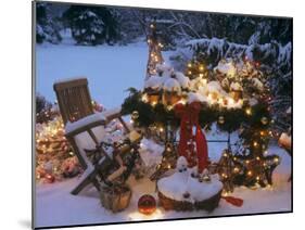Christmas Decorations on a Snowy Terrace-Elke Borkowski-Mounted Photographic Print