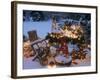 Christmas Decorations on a Snowy Terrace-Elke Borkowski-Framed Photographic Print