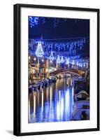 Christmas Decorations Reflected in a Canal, Murano, Venice, Veneto, Italy-Christian Kober-Framed Photographic Print