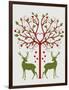 Christmas Des - Deer and Heart Tree, On Cream-Fab Funky-Framed Art Print