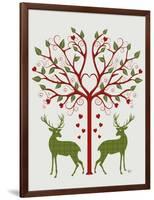 Christmas Des - Deer and Heart Tree, On Cream-Fab Funky-Framed Art Print