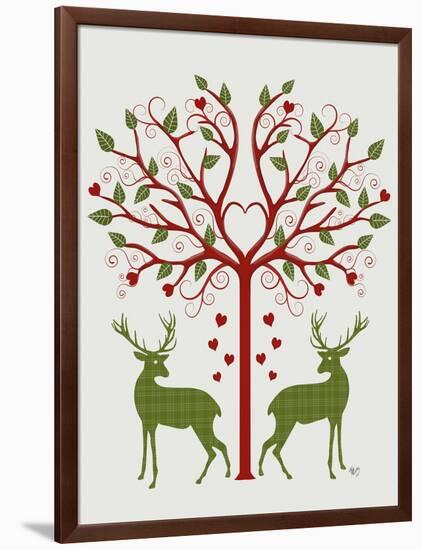 Christmas Des - Deer and Heart Tree, On Cream-Fab Funky-Framed Art Print