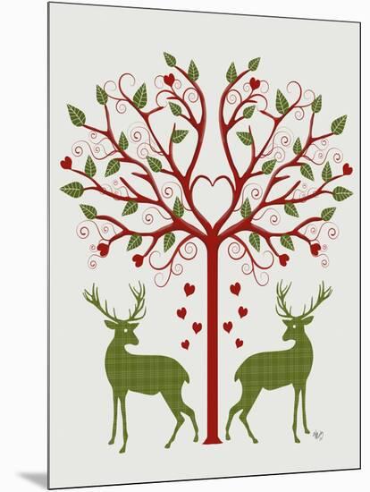 Christmas Des - Deer and Heart Tree, On Cream-Fab Funky-Mounted Art Print