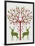 Christmas Des - Deer and Heart Tree, On Cream-Fab Funky-Framed Art Print