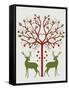 Christmas Des - Deer and Heart Tree, On Cream-Fab Funky-Framed Stretched Canvas