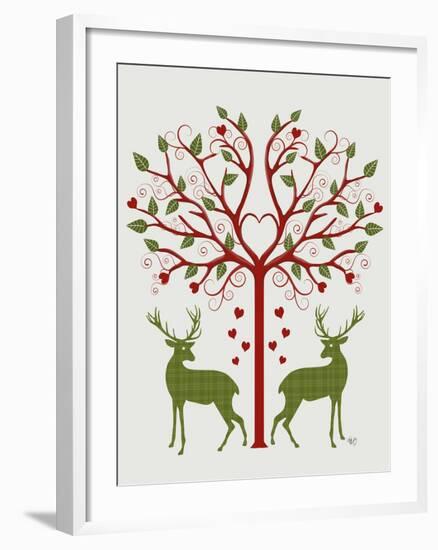 Christmas Des - Deer and Heart Tree, On Cream-Fab Funky-Framed Art Print