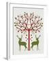 Christmas Des - Deer and Heart Tree, On Cream-Fab Funky-Framed Art Print