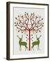 Christmas Des - Deer and Heart Tree, On Cream-Fab Funky-Framed Art Print