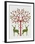 Christmas Des - Deer and Heart Tree, On Cream-Fab Funky-Framed Art Print