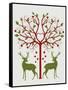 Christmas Des - Deer and Heart Tree, On Cream-Fab Funky-Framed Stretched Canvas