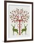 Christmas Des - Deer and Heart Tree, On Cream-Fab Funky-Framed Art Print