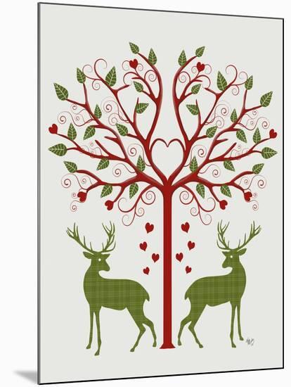 Christmas Des - Deer and Heart Tree, On Cream-Fab Funky-Mounted Art Print