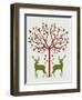 Christmas Des - Deer and Heart Tree, On Cream-Fab Funky-Framed Art Print