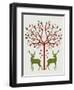 Christmas Des - Deer and Heart Tree, On Cream-Fab Funky-Framed Art Print