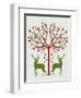 Christmas Des - Deer and Heart Tree, On Cream-Fab Funky-Framed Art Print