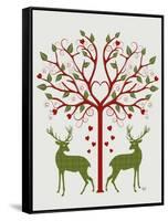 Christmas Des - Deer and Heart Tree, On Cream-Fab Funky-Framed Stretched Canvas