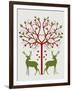 Christmas Des - Deer and Heart Tree, On Cream-Fab Funky-Framed Art Print