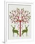 Christmas Des - Deer and Heart Tree, On Cream-Fab Funky-Framed Art Print