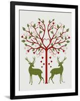 Christmas Des - Deer and Heart Tree, On Cream-Fab Funky-Framed Art Print