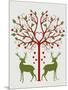 Christmas Des - Deer and Heart Tree, On Cream-Fab Funky-Mounted Art Print