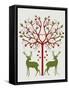 Christmas Des - Deer and Heart Tree, On Cream-Fab Funky-Framed Stretched Canvas